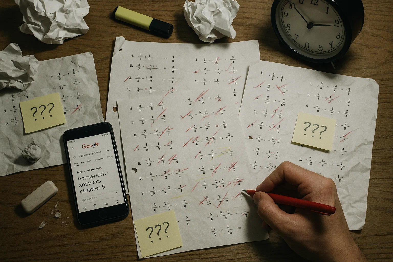 Traditional homework worksheet showing static, one-size-fits-all approach